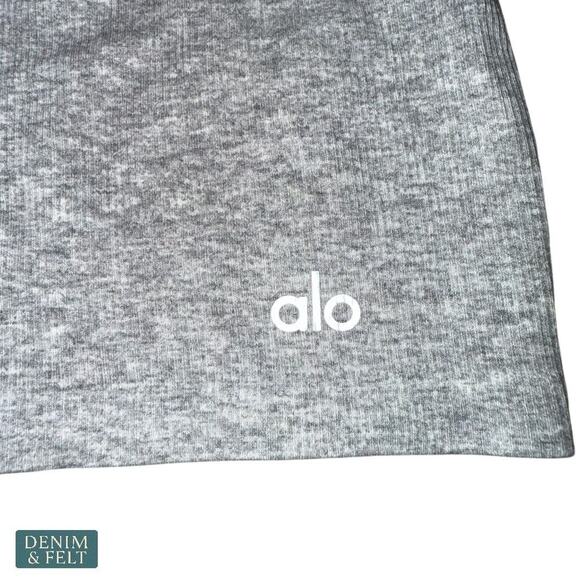 Alo Yoga Seamless Ribbed Mellow Onesie Athletic Heather Grey Bodysuit Romper S - Picture 8 of 16